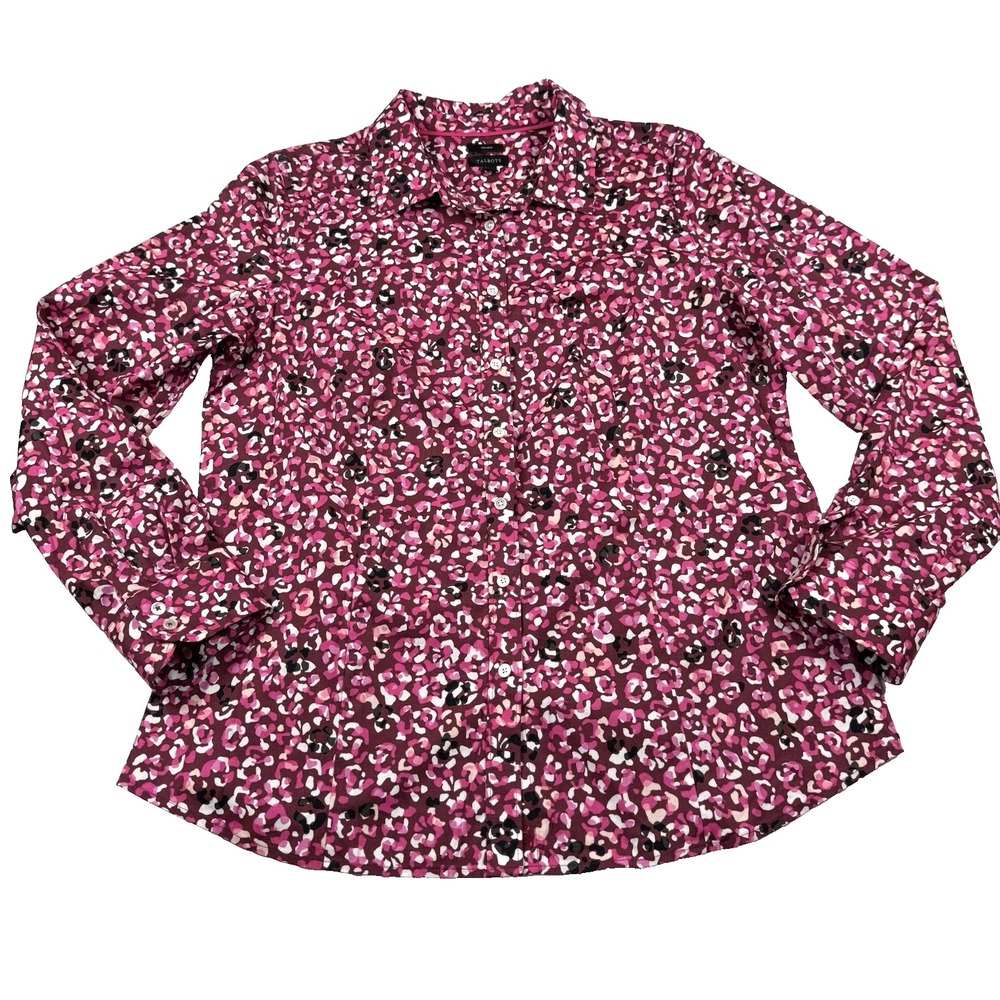 Talbots Fuchsia Floral-Print Button-Down Shirt